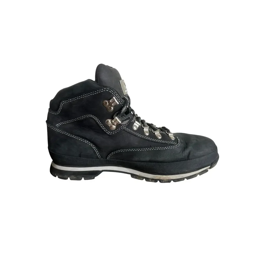 Timberland Euro Hiker Boots Black Nubuck Leather Waterproof Mens Size 12